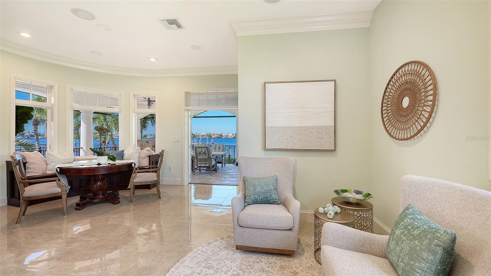 easy access from family room to balcony for outside dining and views