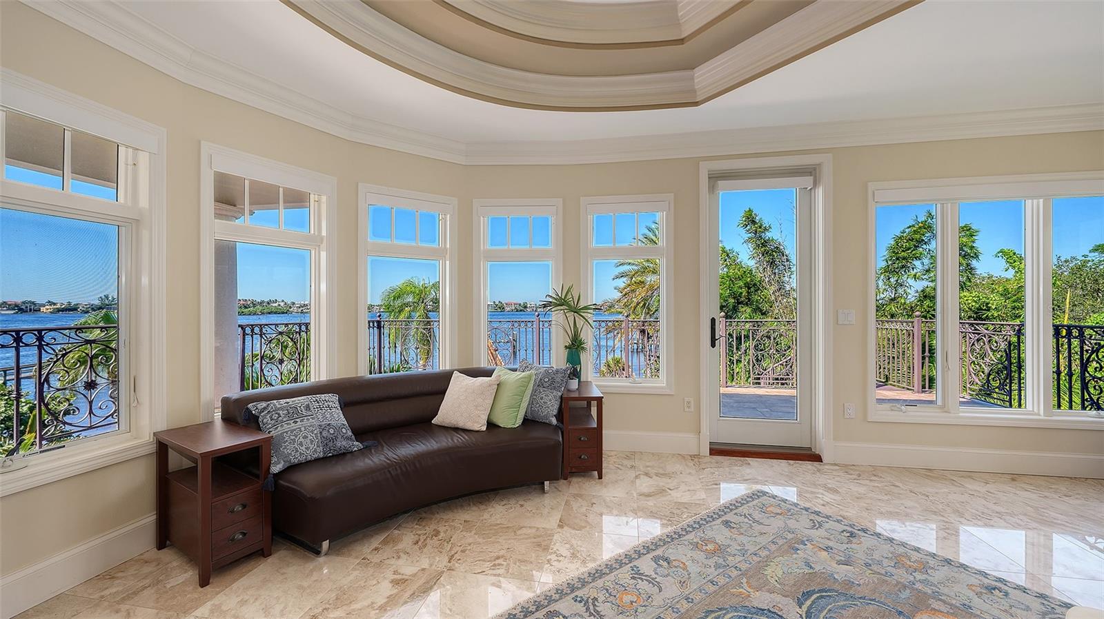 gorgeous flooring and detailed ceiling
