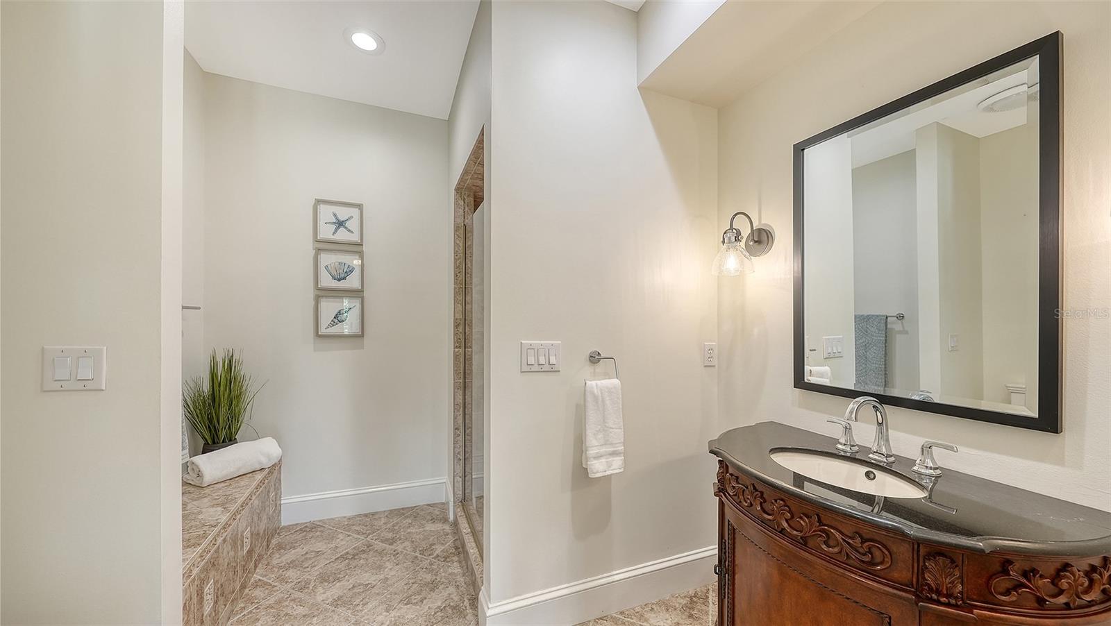 en suite for the guest bedroom with walk in shower