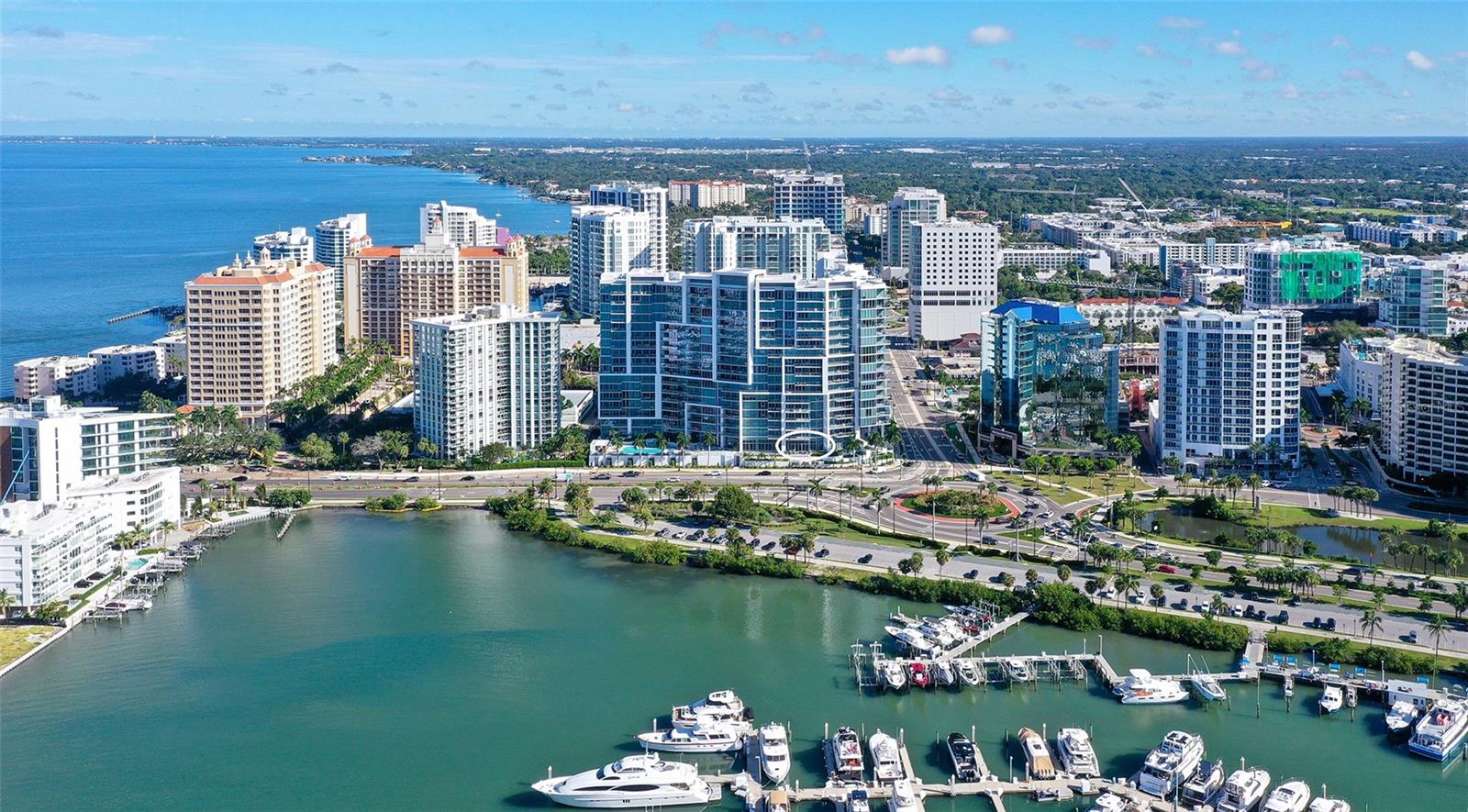 Downtown Sarasota waterfront living at its finest, where luxury, iconic views, and vibrant city life meet.