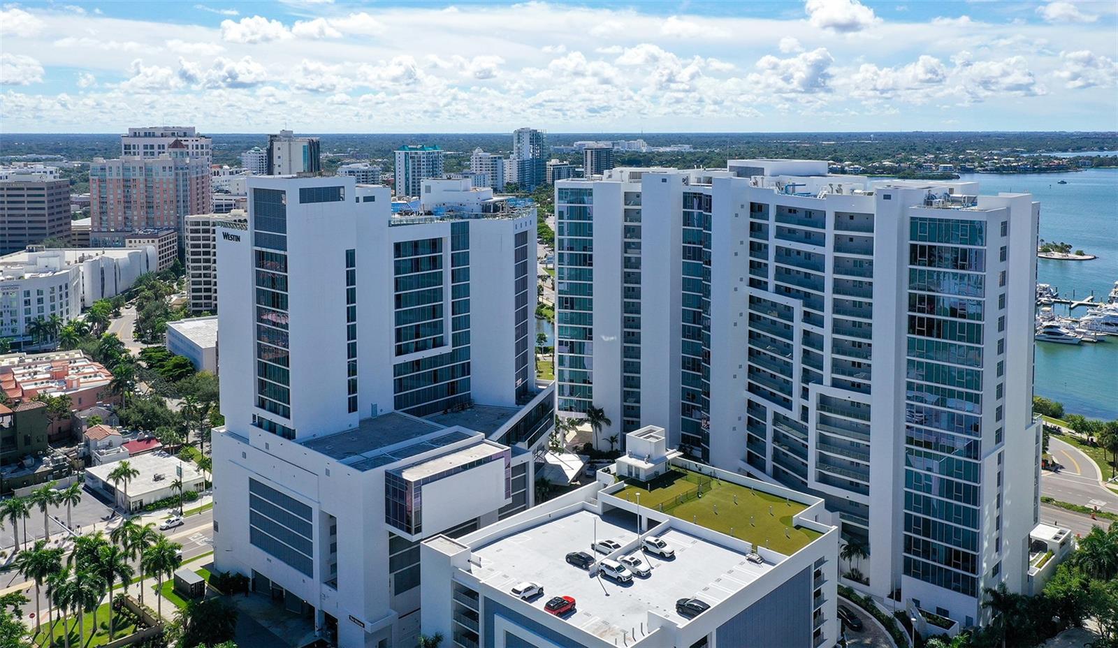 Enjoy sweeping panoramic views of Sarasotas vibrant downtown skyline.