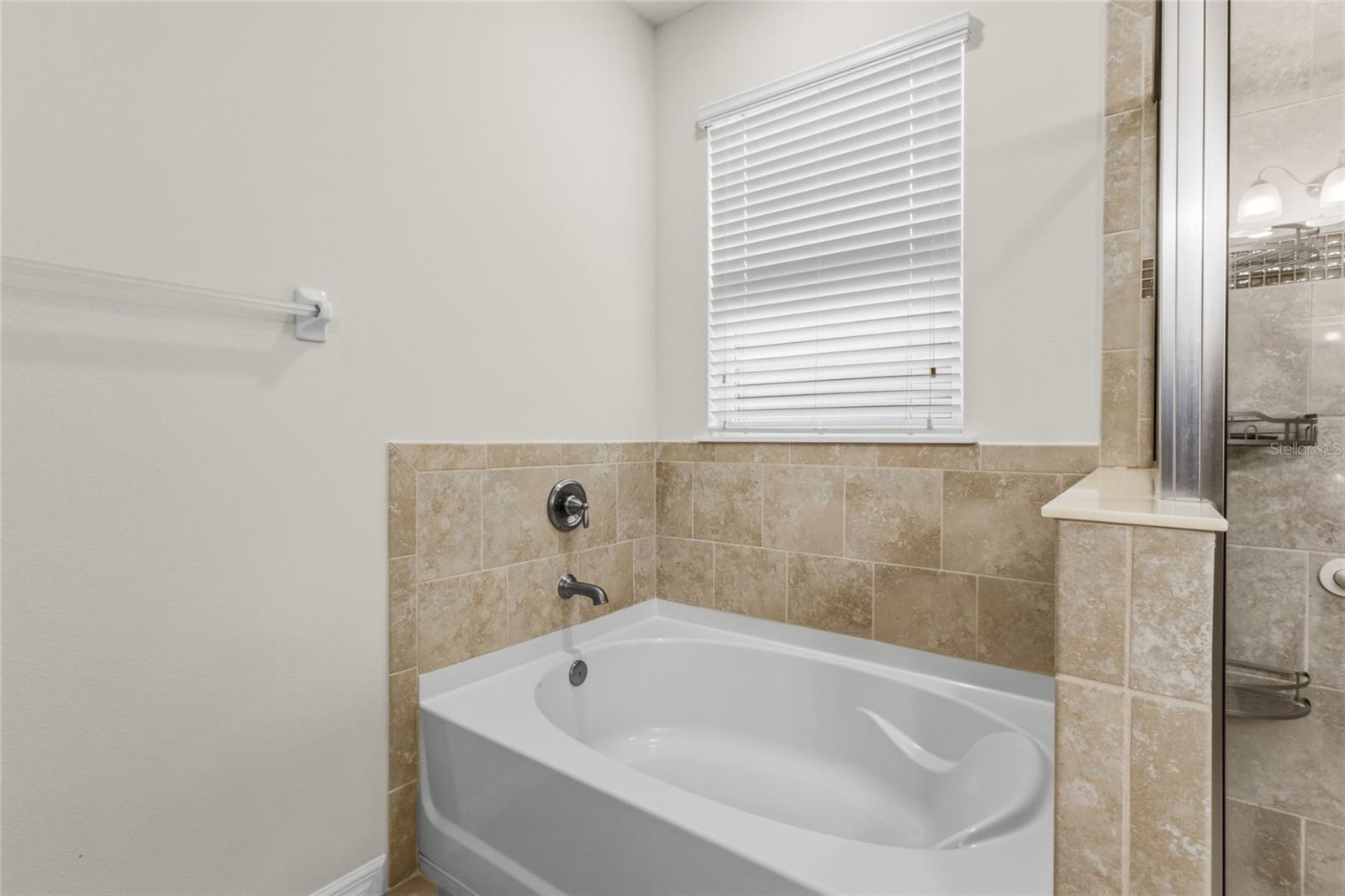 Tub in primary bathroom
