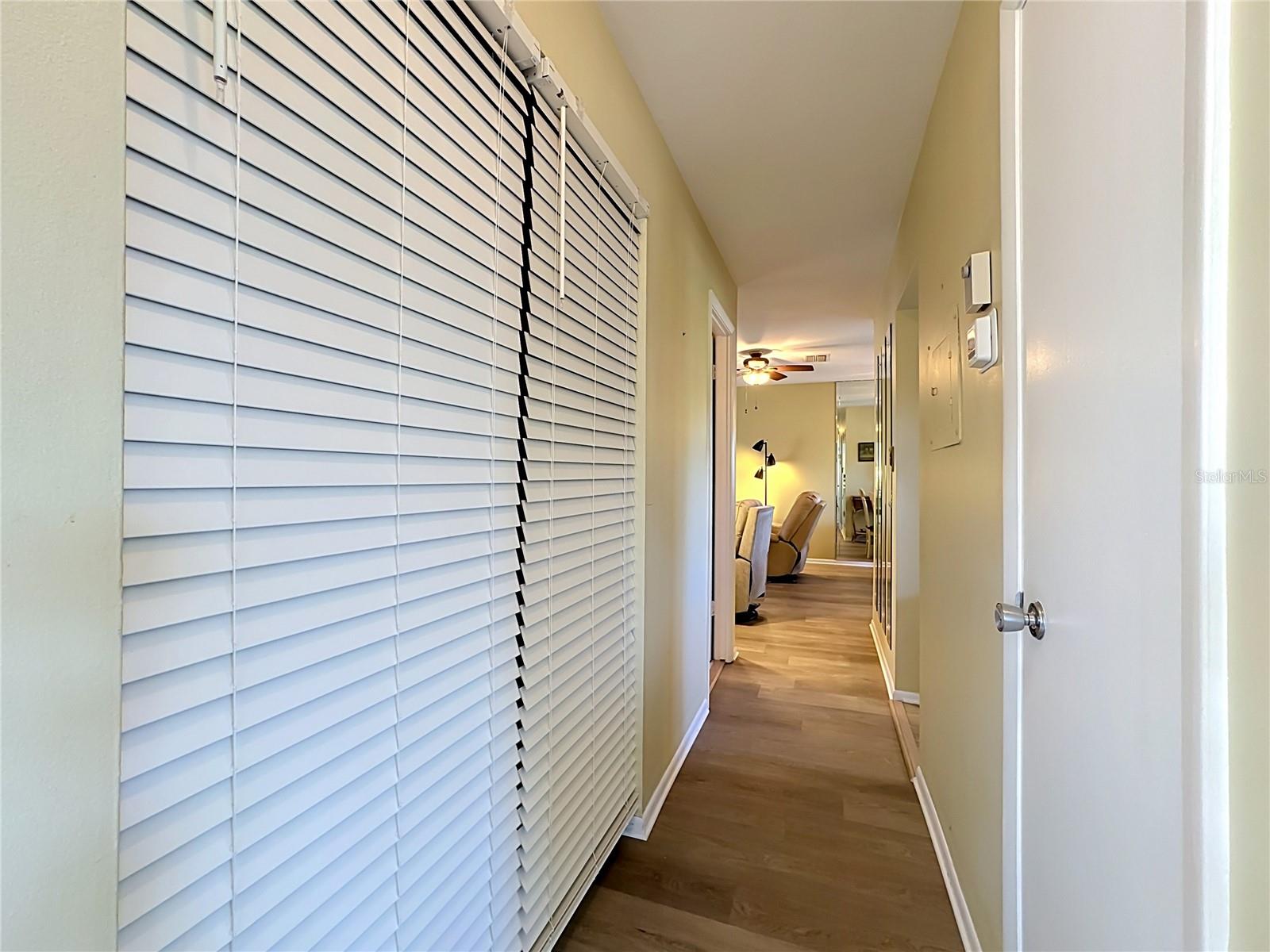Newer HVAC and Water Heater Behind Blinds