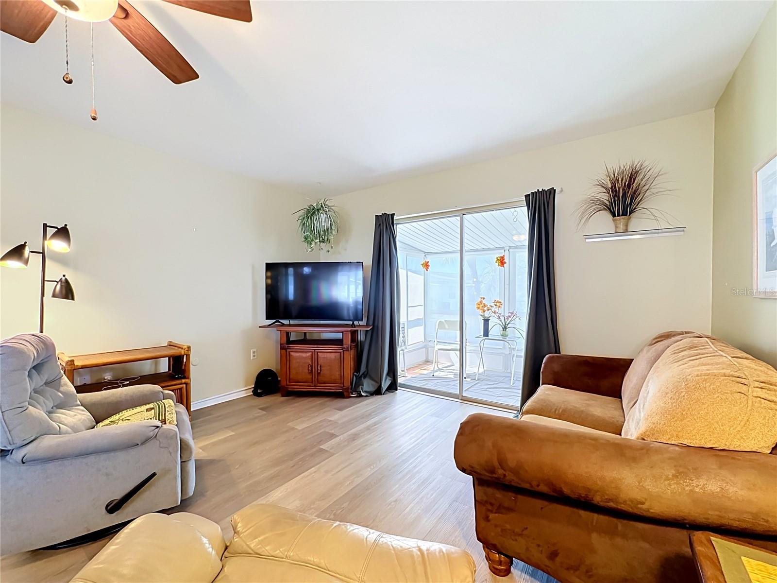 Living Room with Screened Patio View
