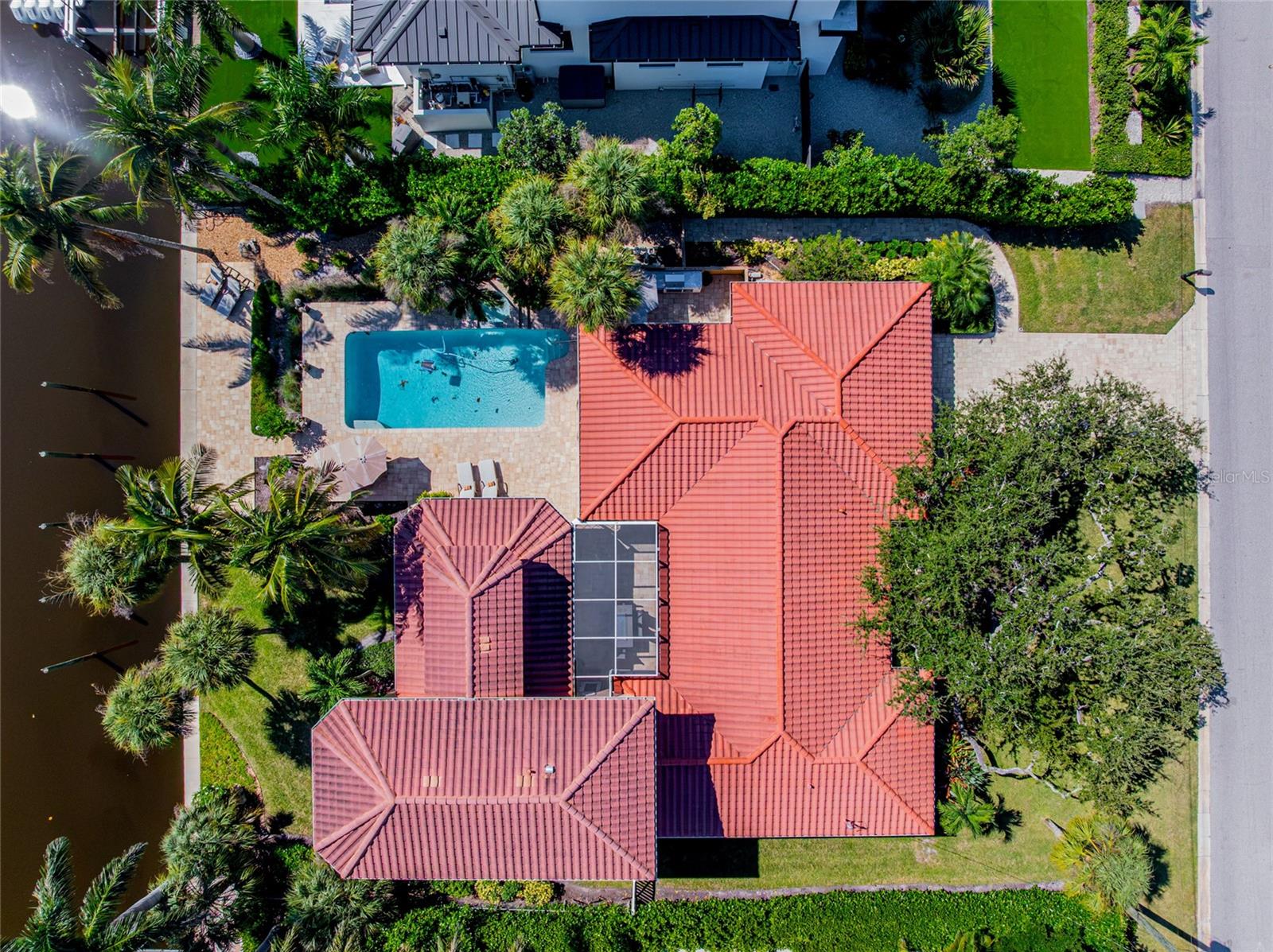 Top Down Property Aerial, providing a broader perspective of the property and its Siesta Key setting.