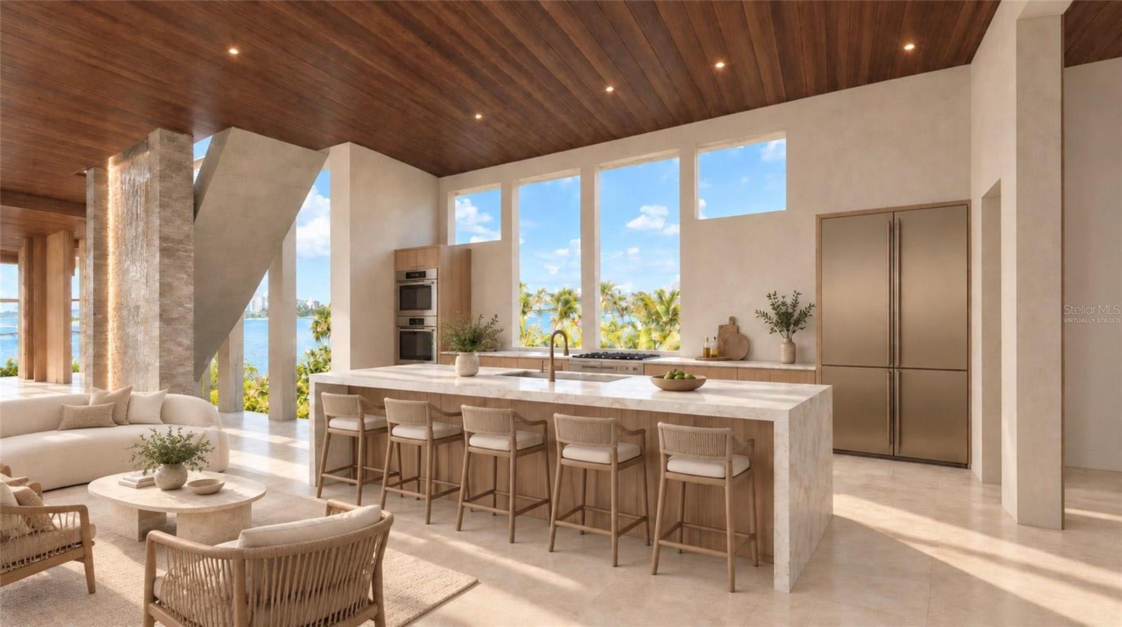 Outdoor kitchen and entertaining area. Virtually staged.