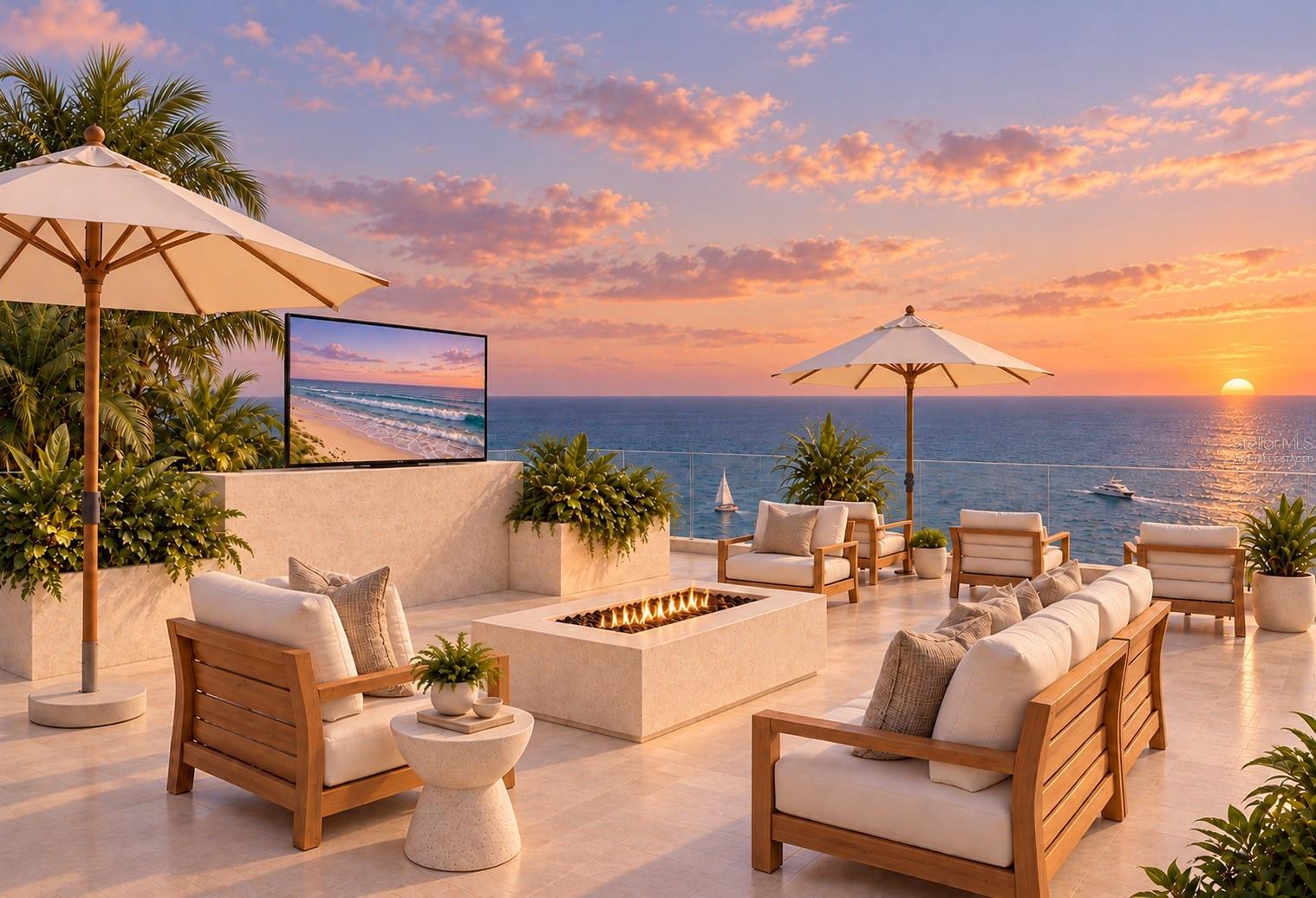 Rooftop deck. Virtually staged.