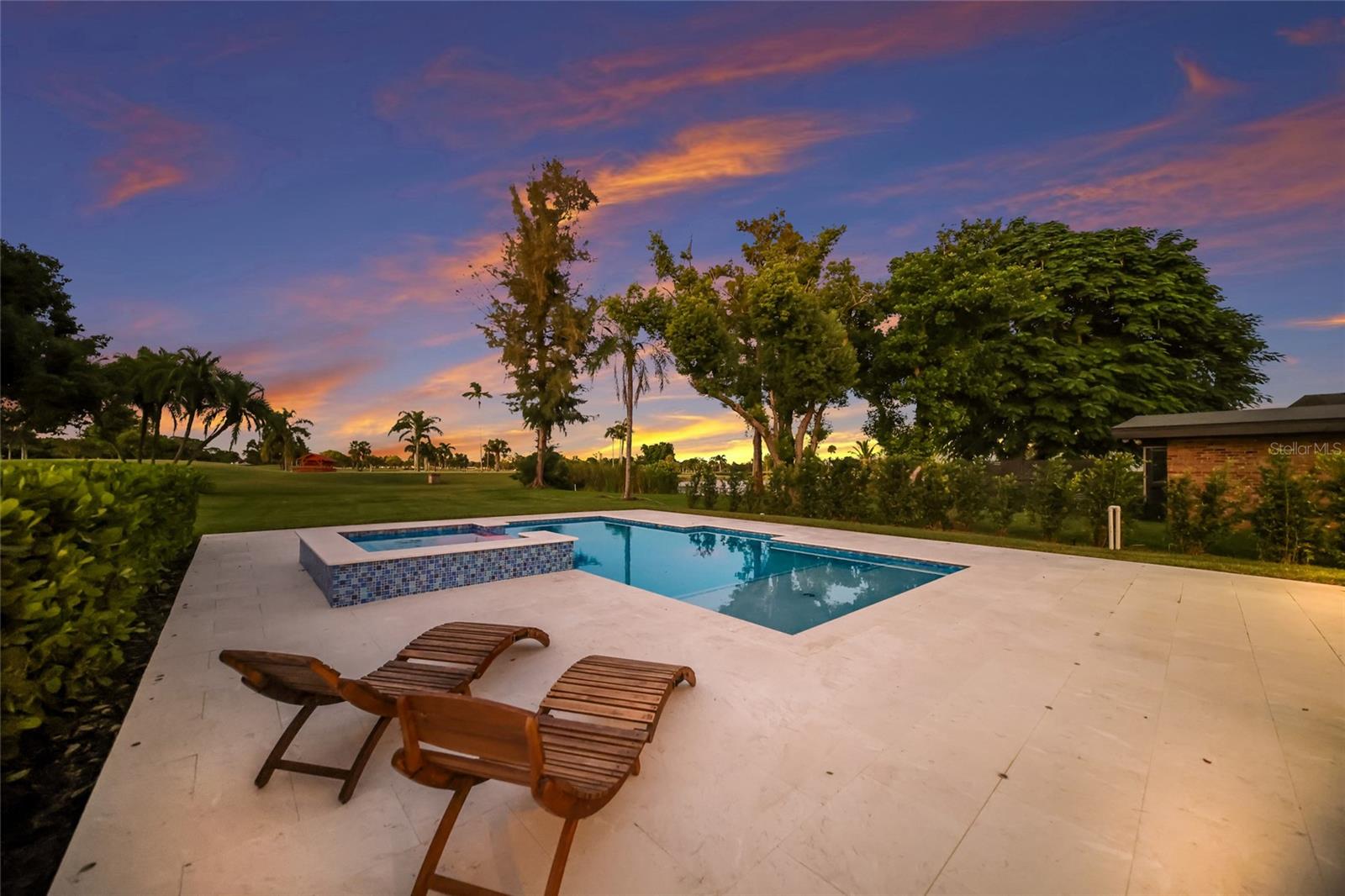 Plenty of deck space around the pool and spa
