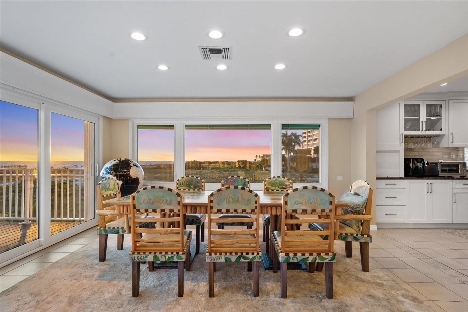 Dining area with stunning beach views Dining area with stunning beach views