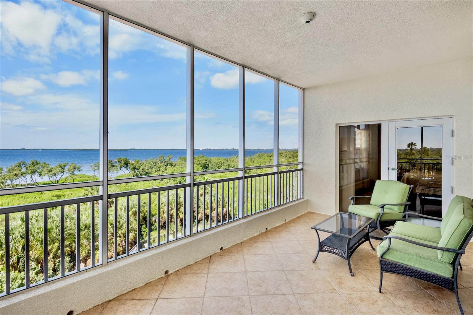 From the balcony you can see the Sunshine Skyway Bridge over Tampa Bay. From the balcony you can see the Sunshine Skyway Bridge over Tampa Bay.