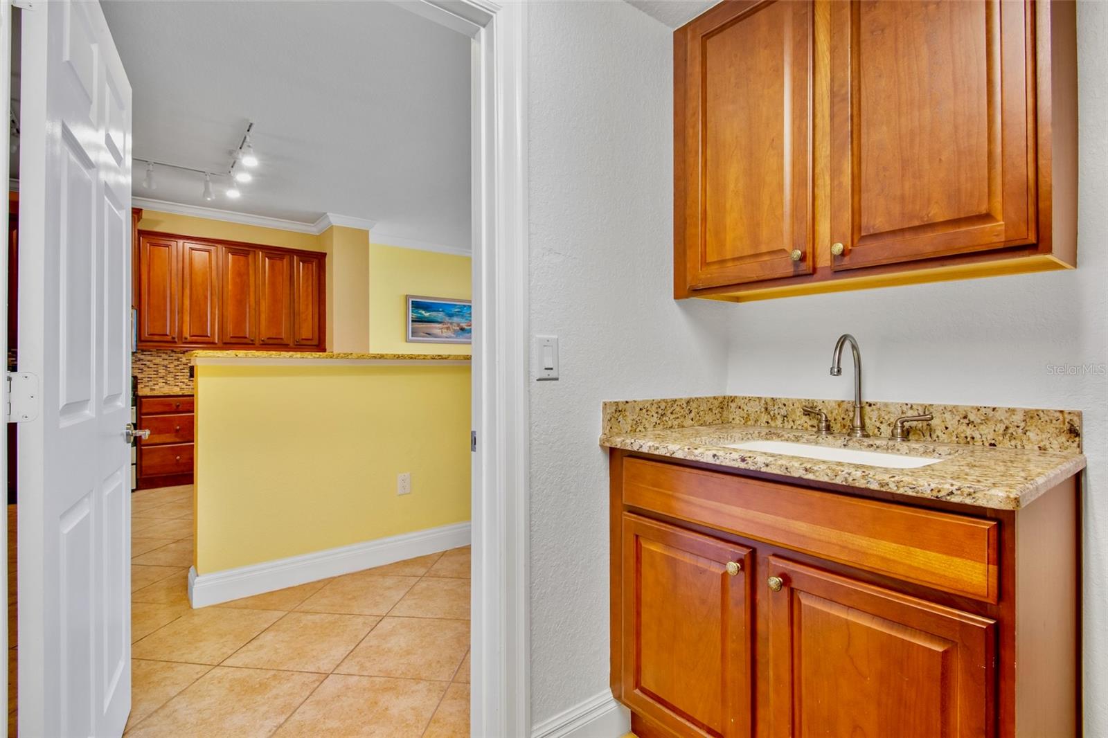 Laundry sink in utility room.