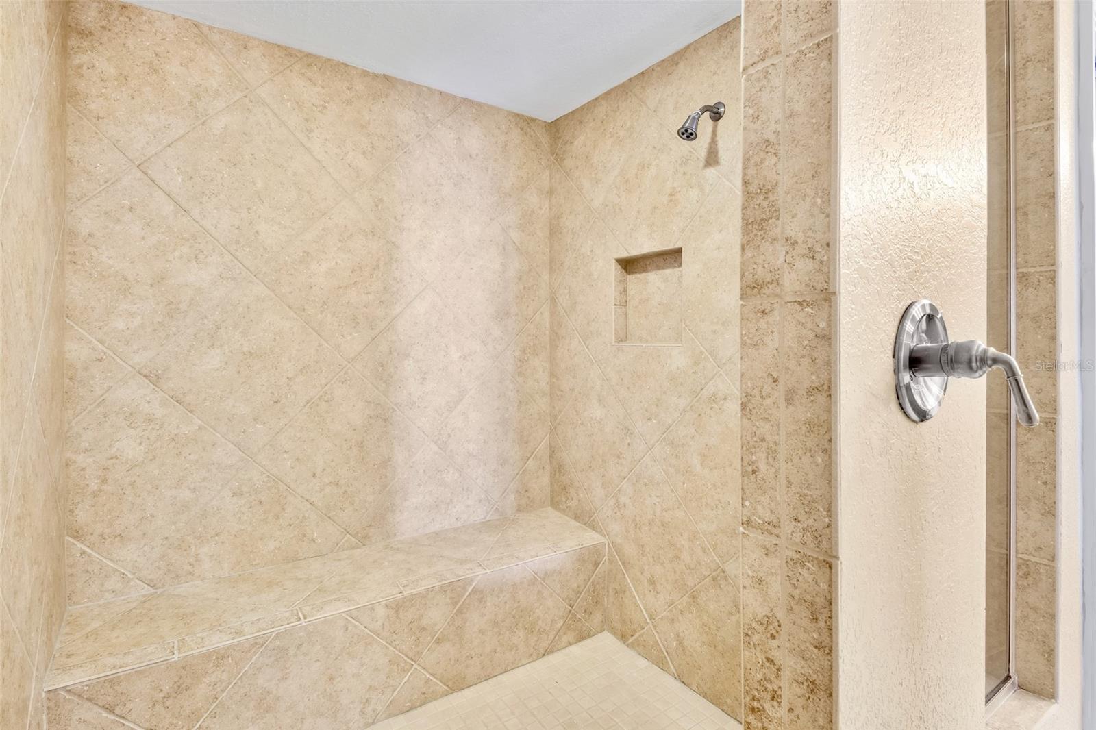 Large walk-in shower.