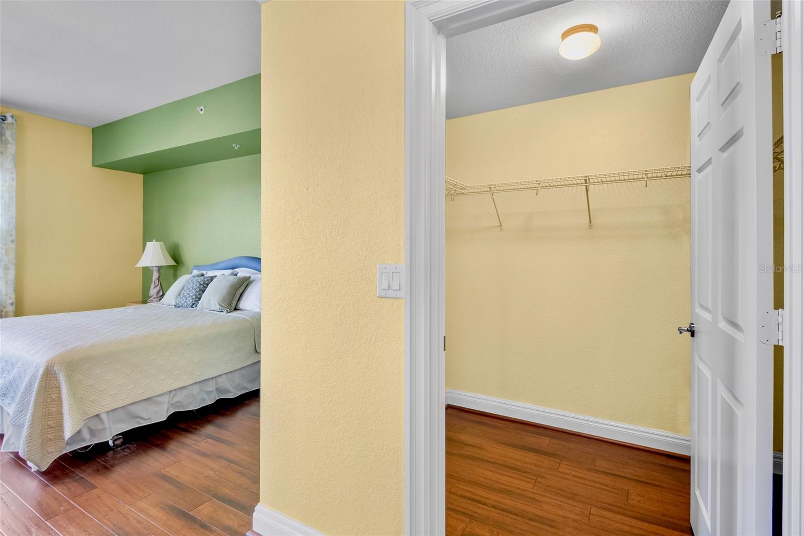 Two large walk-in closets in primary bedroom.