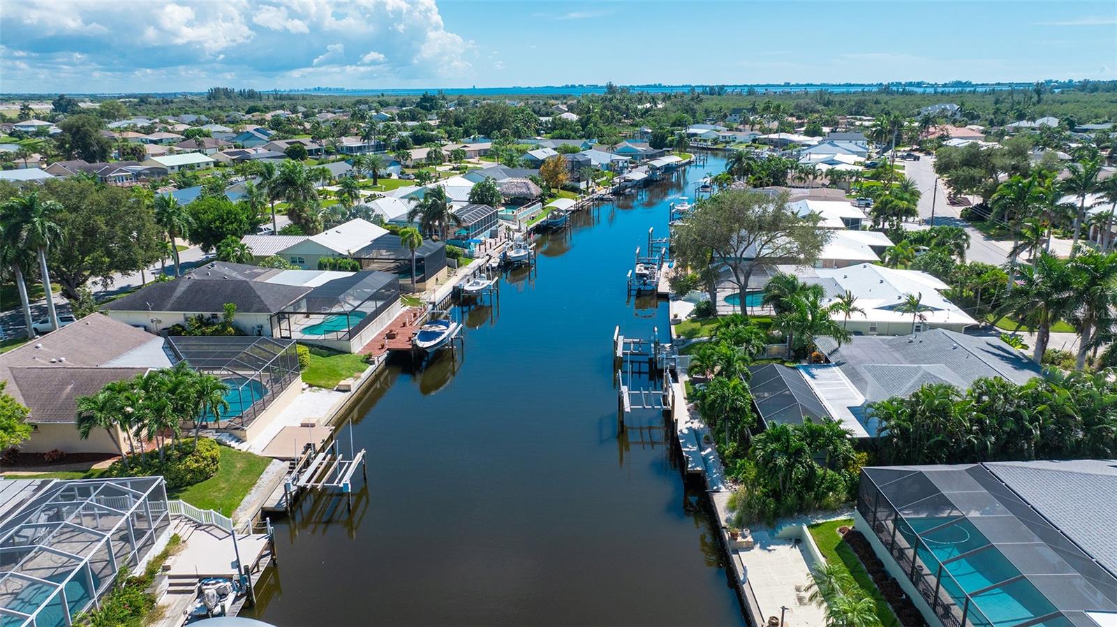 A broad canal view puts the waterfront lifestyle in perspective.
