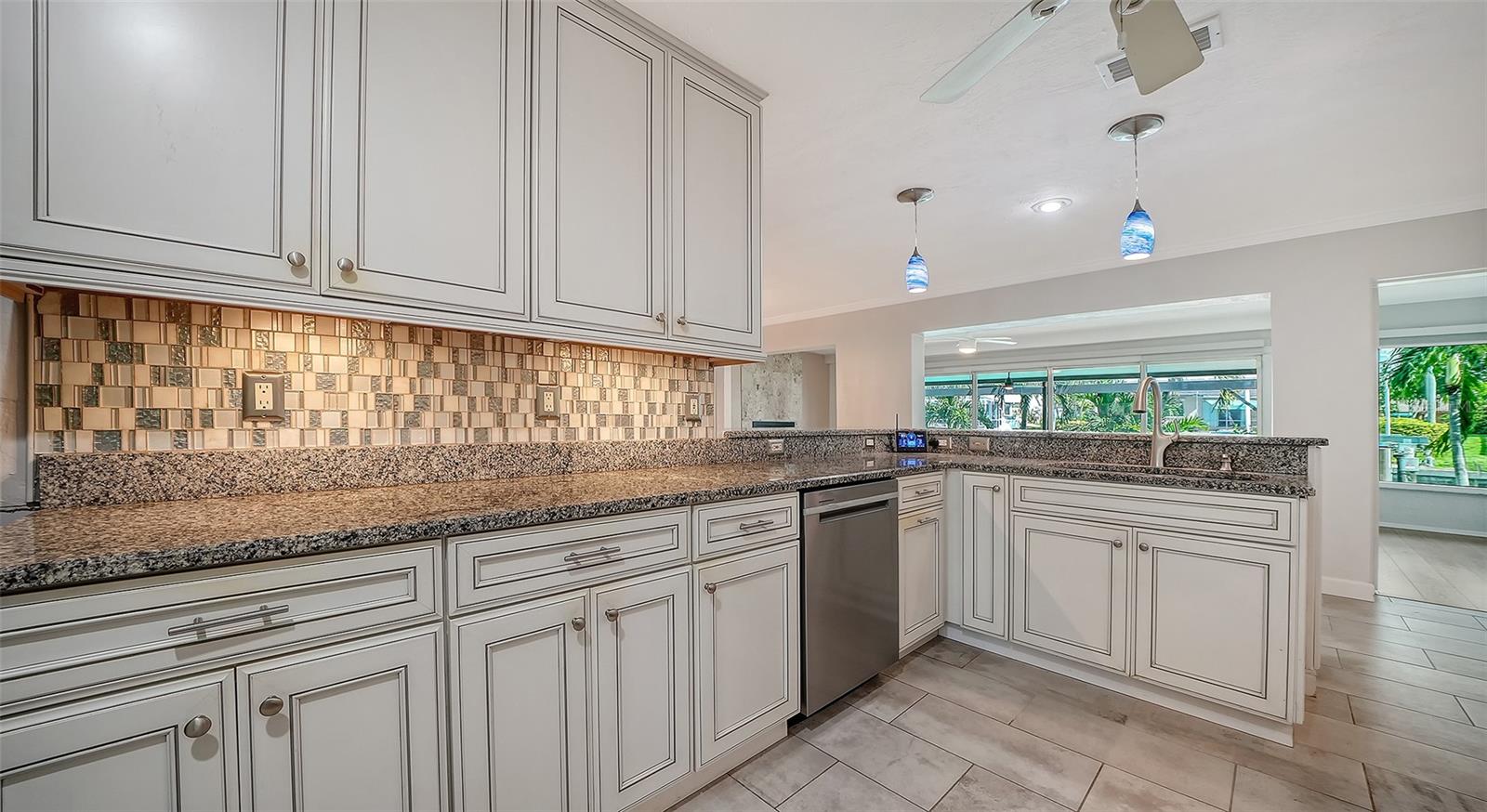 Expansive counters and cabinetry keep meal preparation organized.