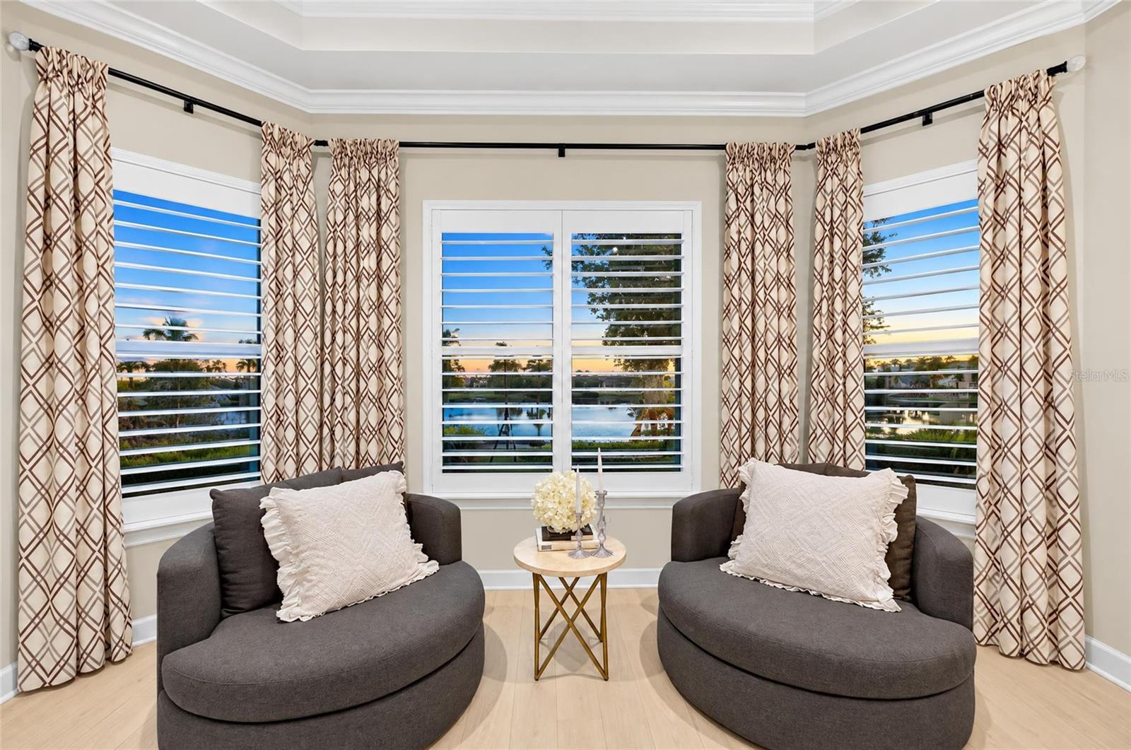 Primary Suite Bay Window at Sunset