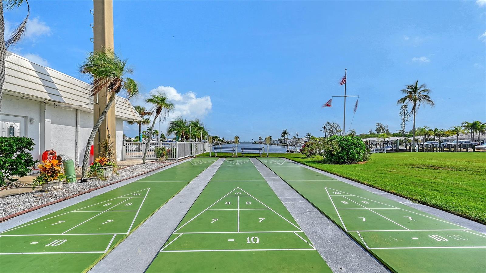 Shuffleboard courts.