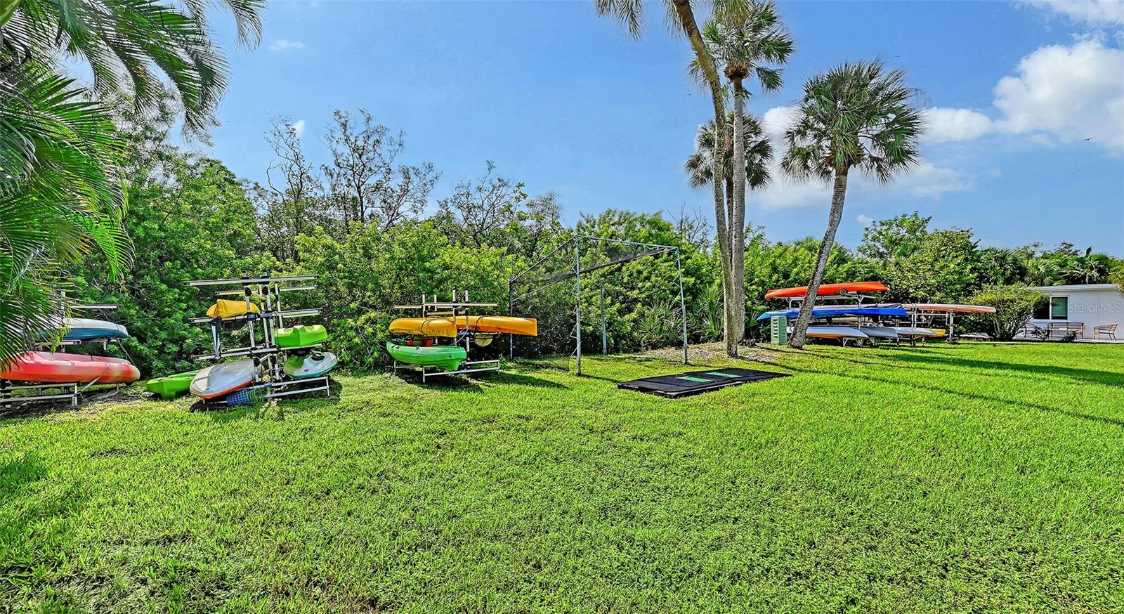 Canoe/kayak storage.