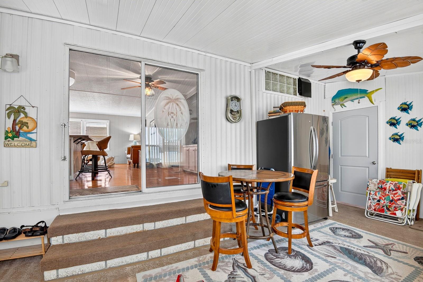 Enclosed living area facing into home