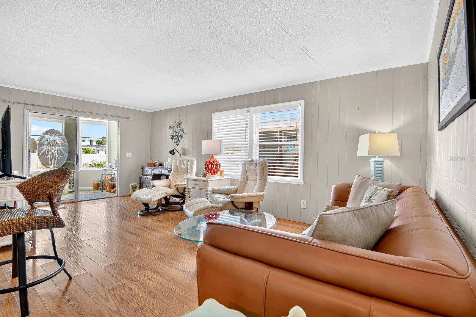 Living area facing front of home
