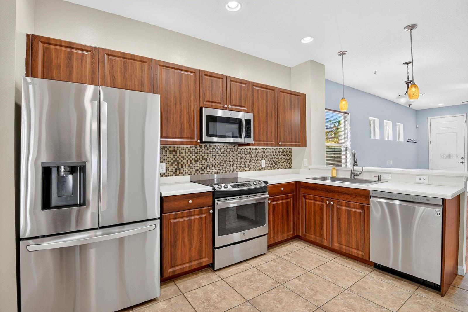 Kitchen facing out to dining area