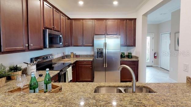 KitchenThe cabinets installed are white.