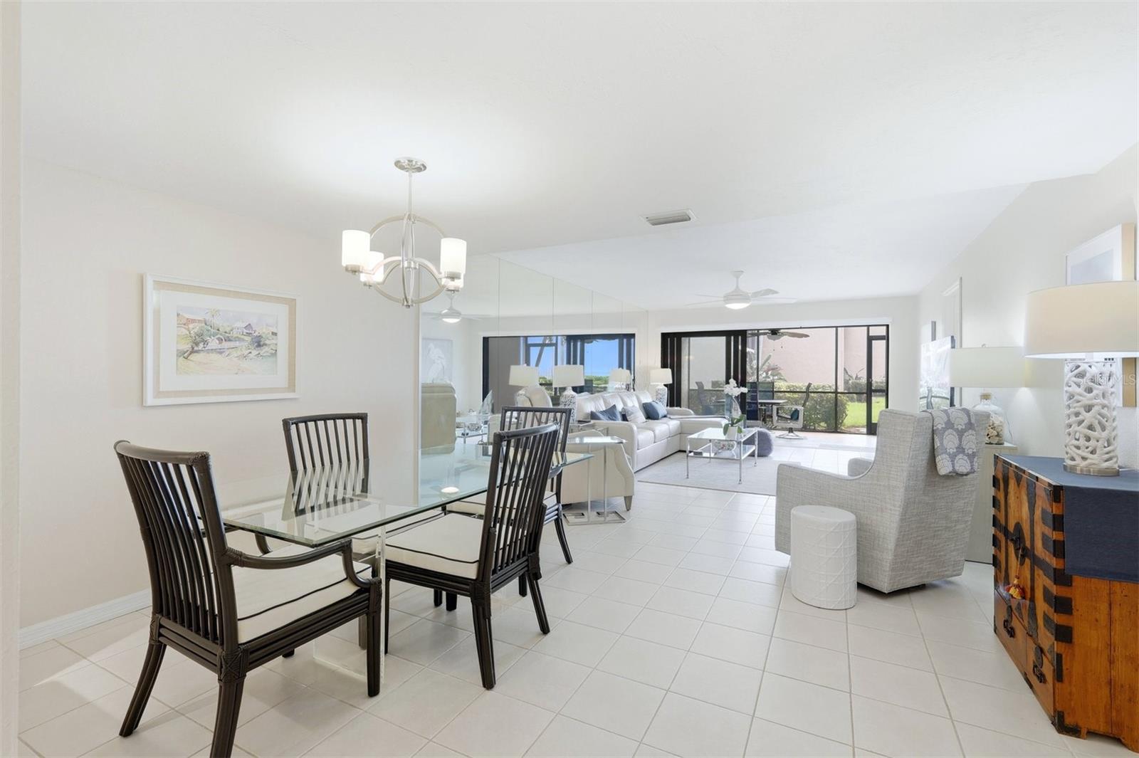 Dining area with water views