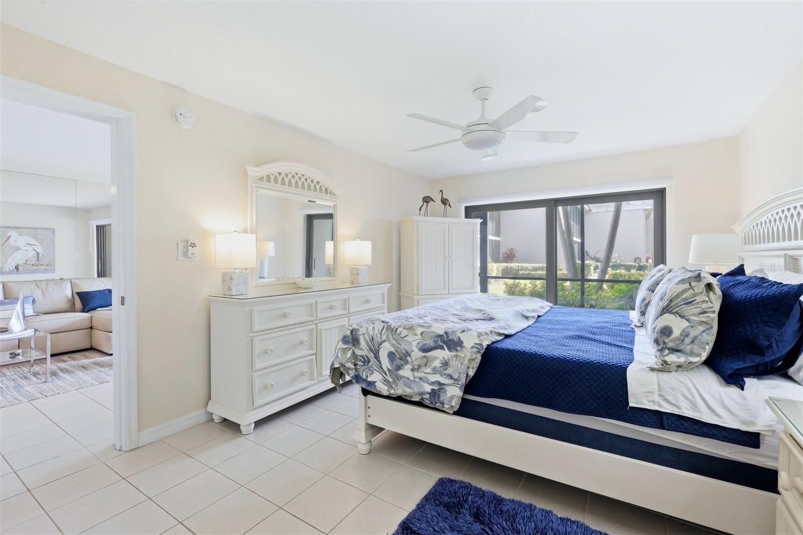 Primary bedroom with impact rated slider to lanai