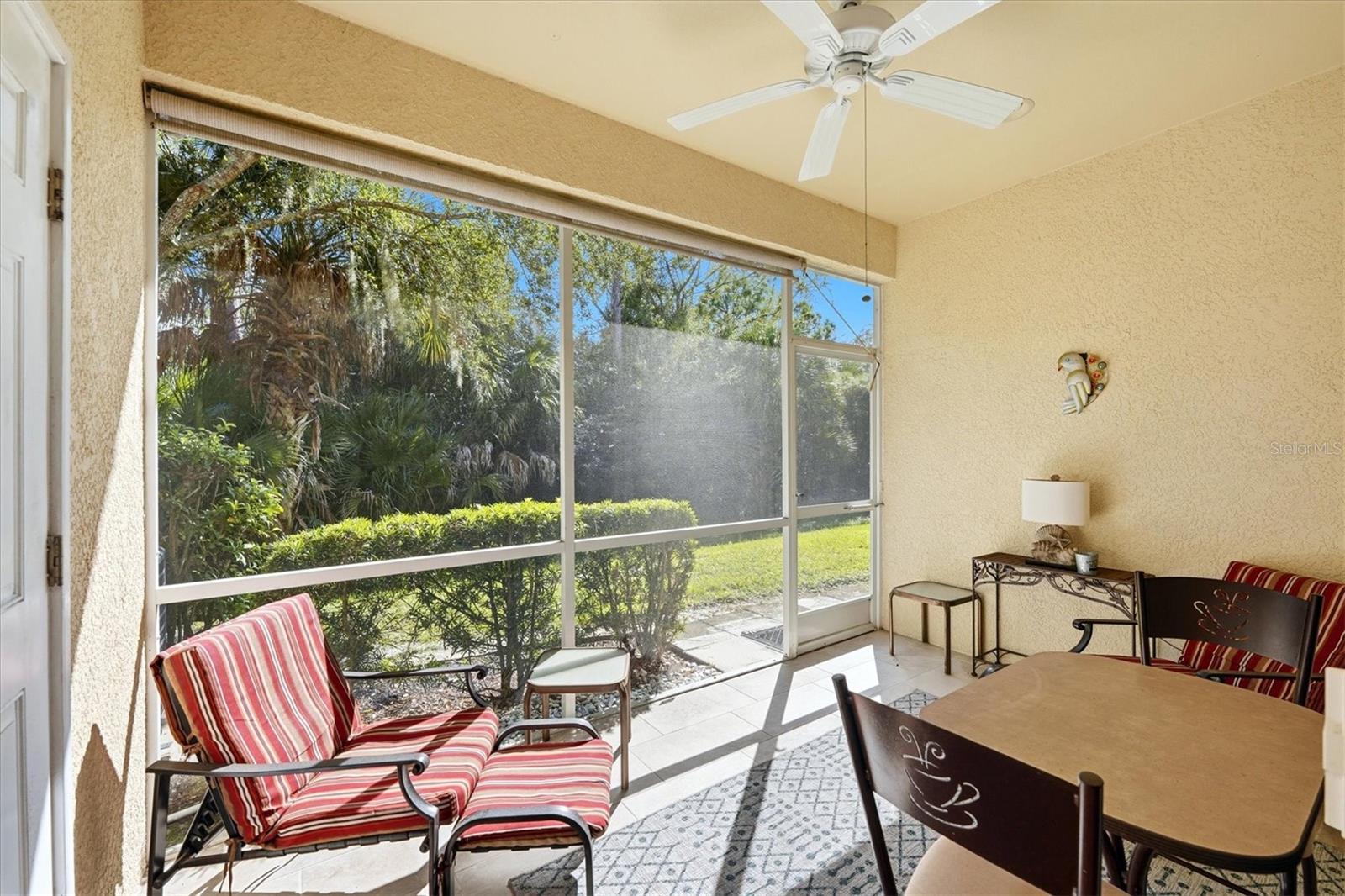 Covered lanai with tile floor.