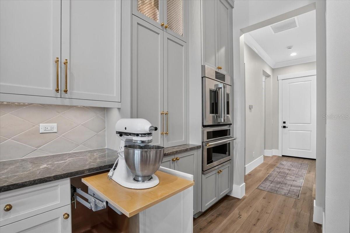 In cabinet, pop-up electric mixer stand
