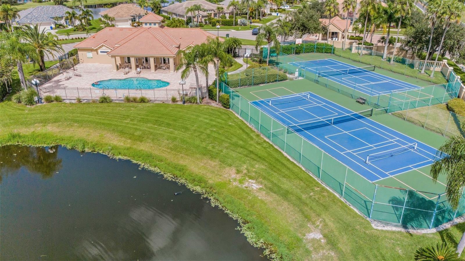 clubhouse/community pool/tennis-pickleball courts
