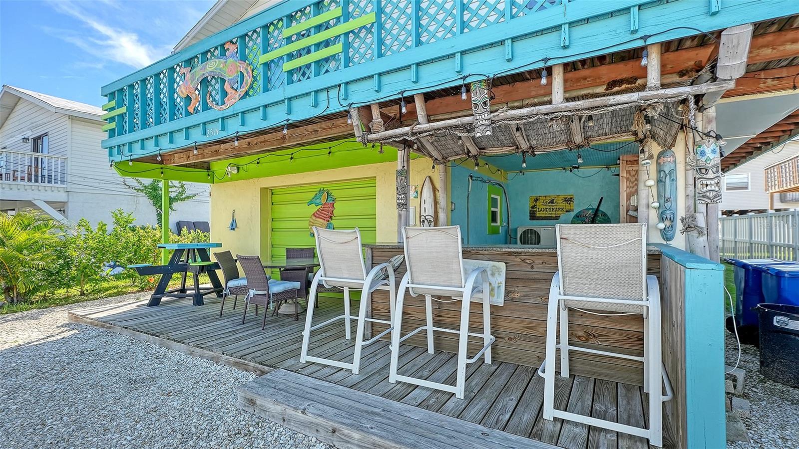 Covered front deck.