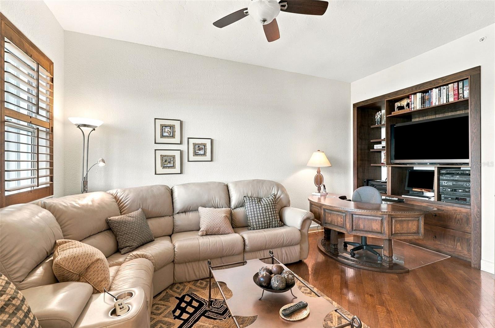 The built-in shelving could be easily converted back to a closet if needed.