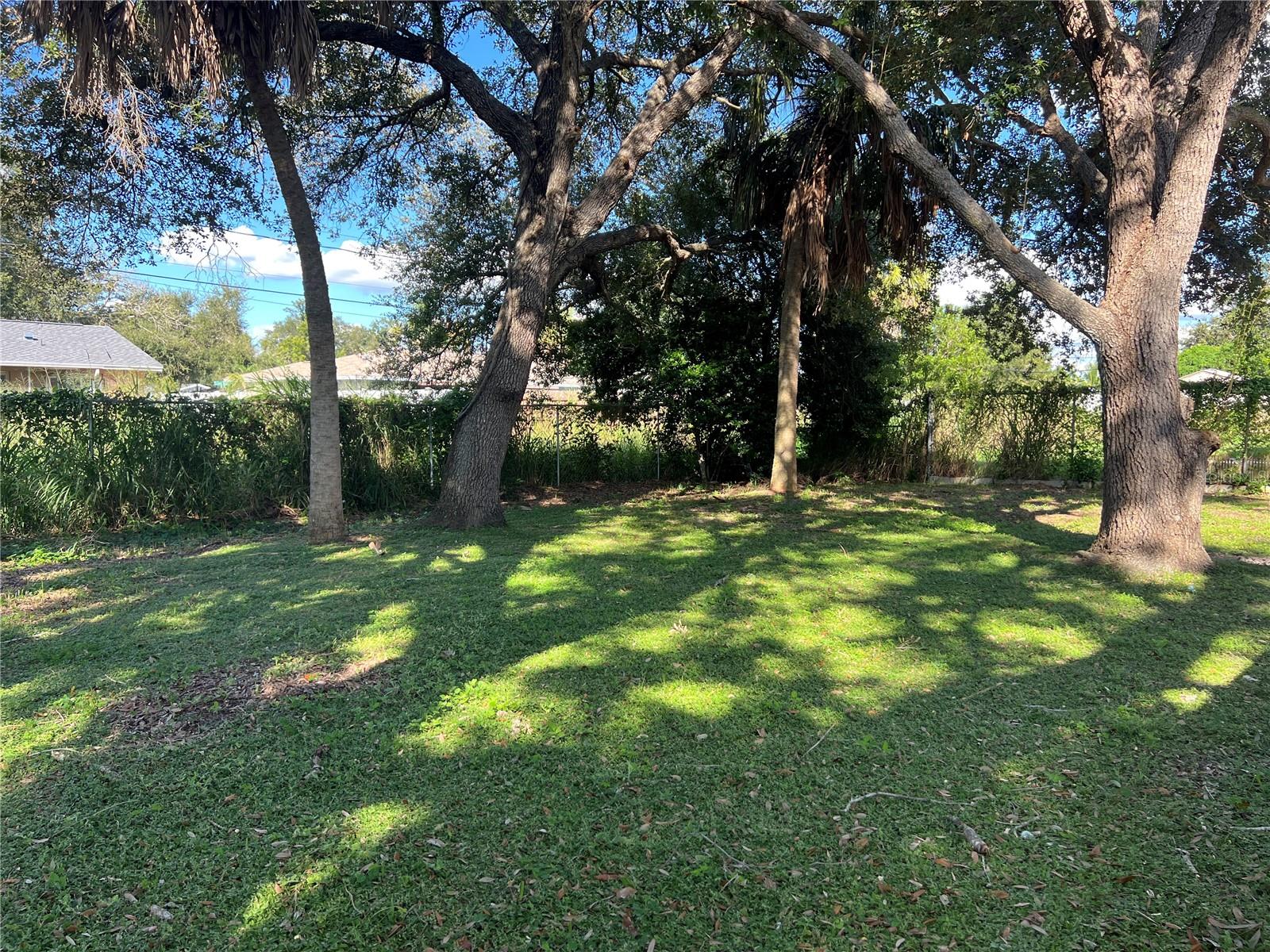 Shaded fenced in back yard Shaded fenced in back yard