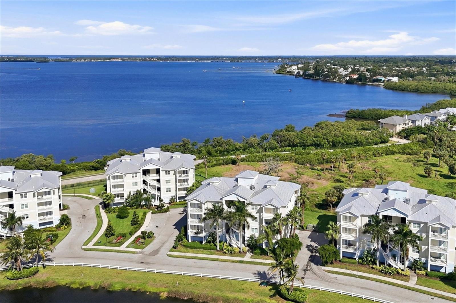Aerial with Palma Sola Bay beyond.