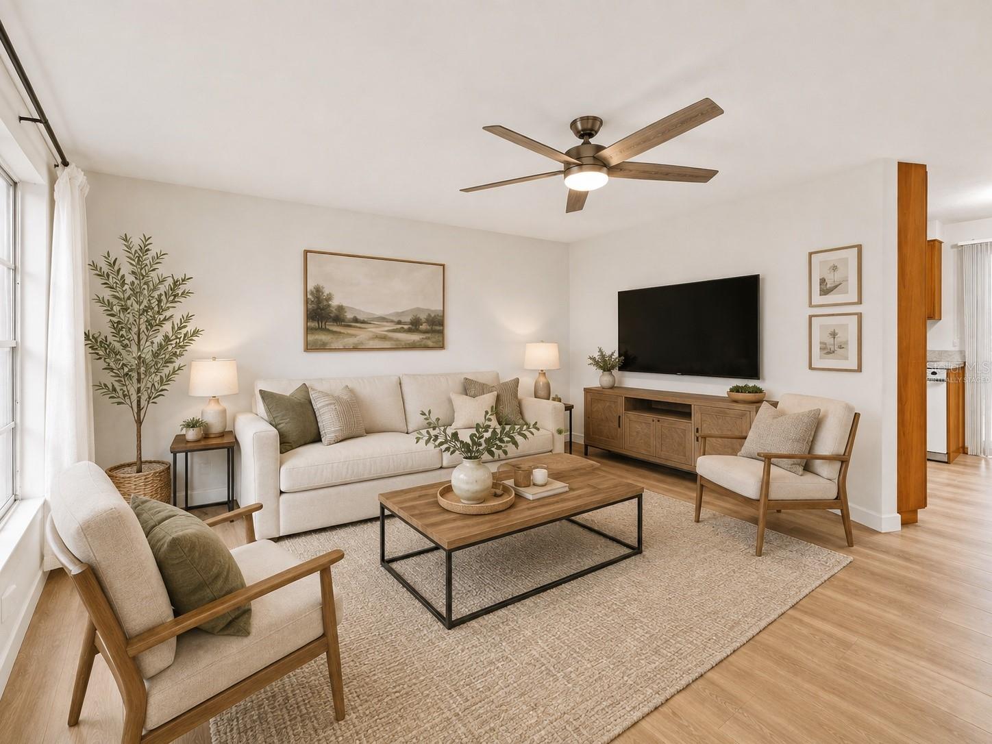 virtually staged living room