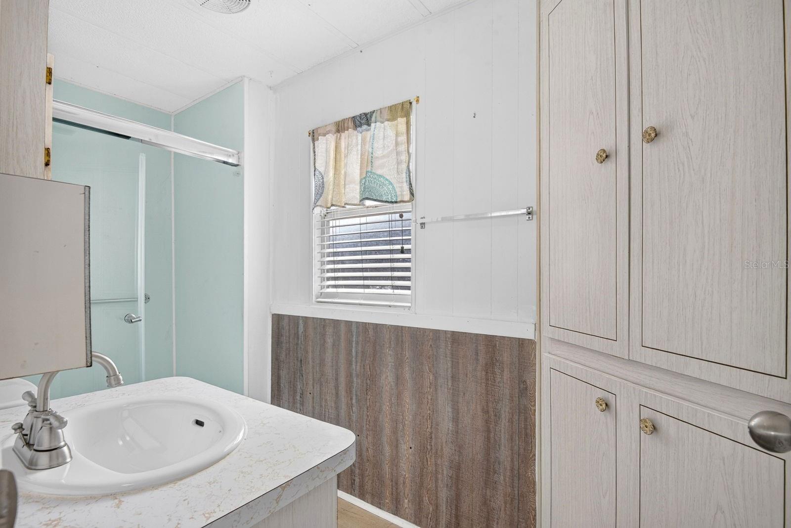 Bathroom and linen closet