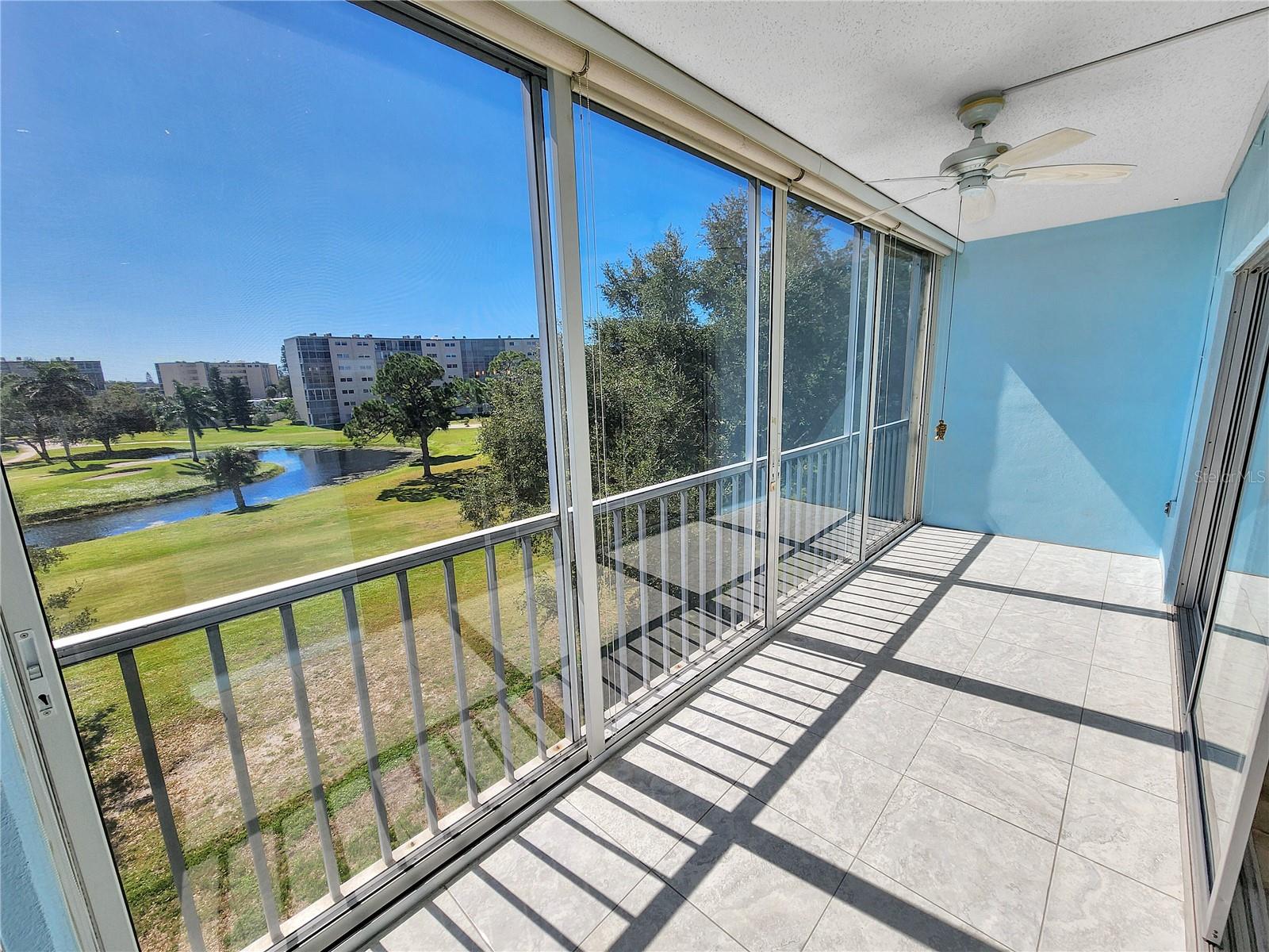 Balcony with golf course view