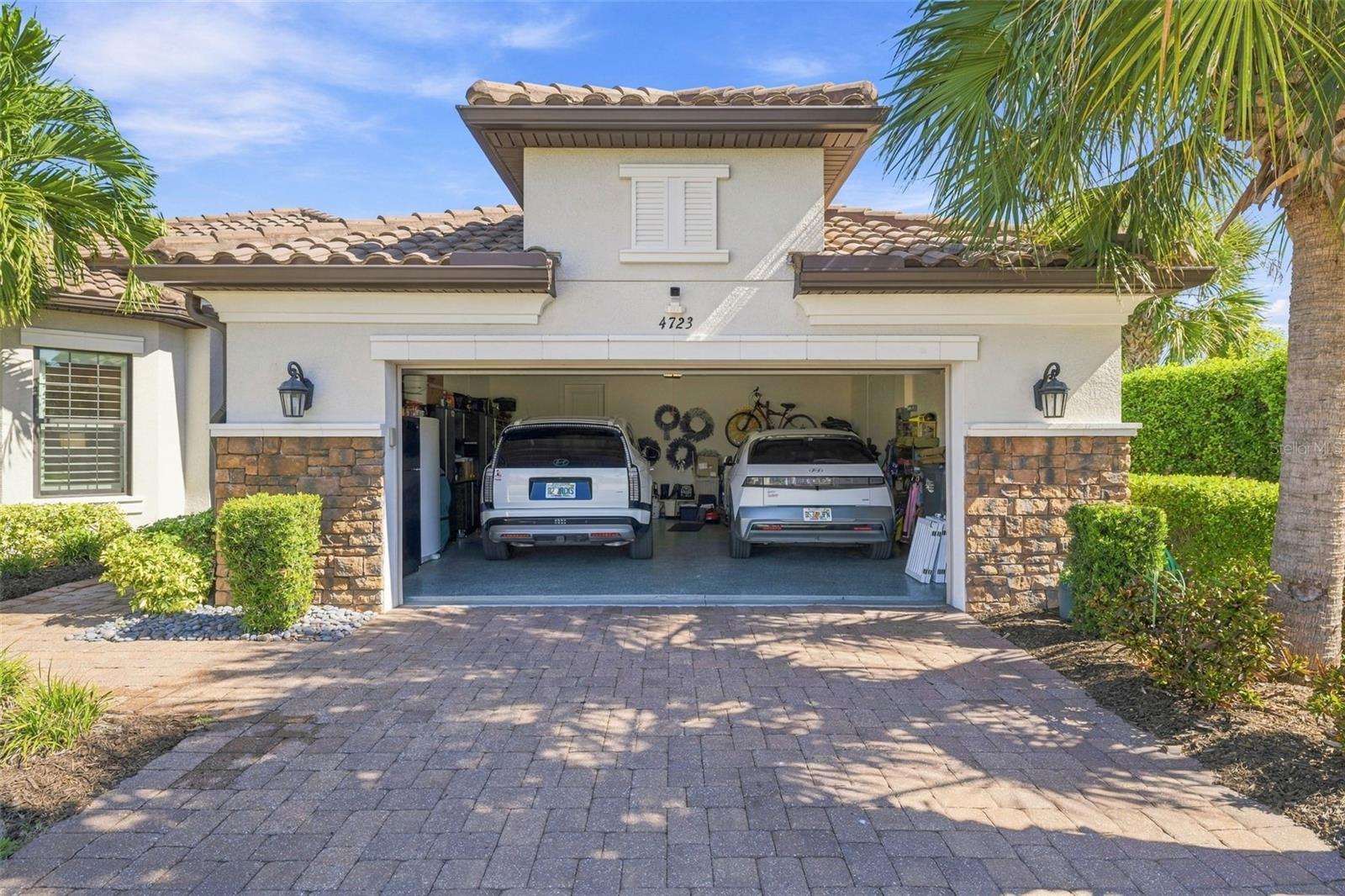 Extended garage easily hold 2 vehicles