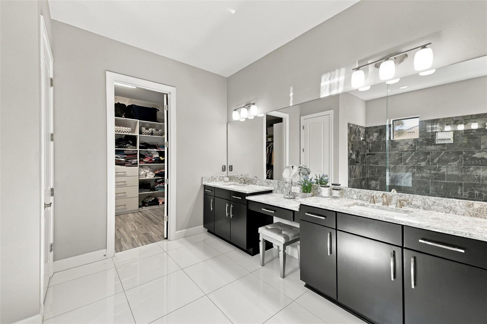Primary Bathroom and walk-in closet