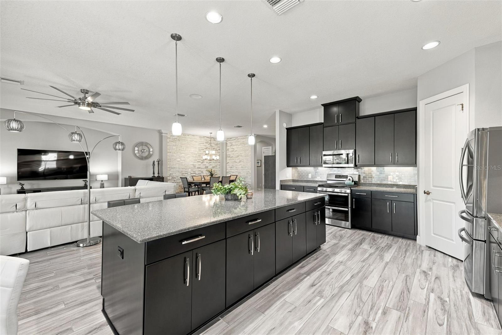 Quartz Kitchen Island with lots of storage