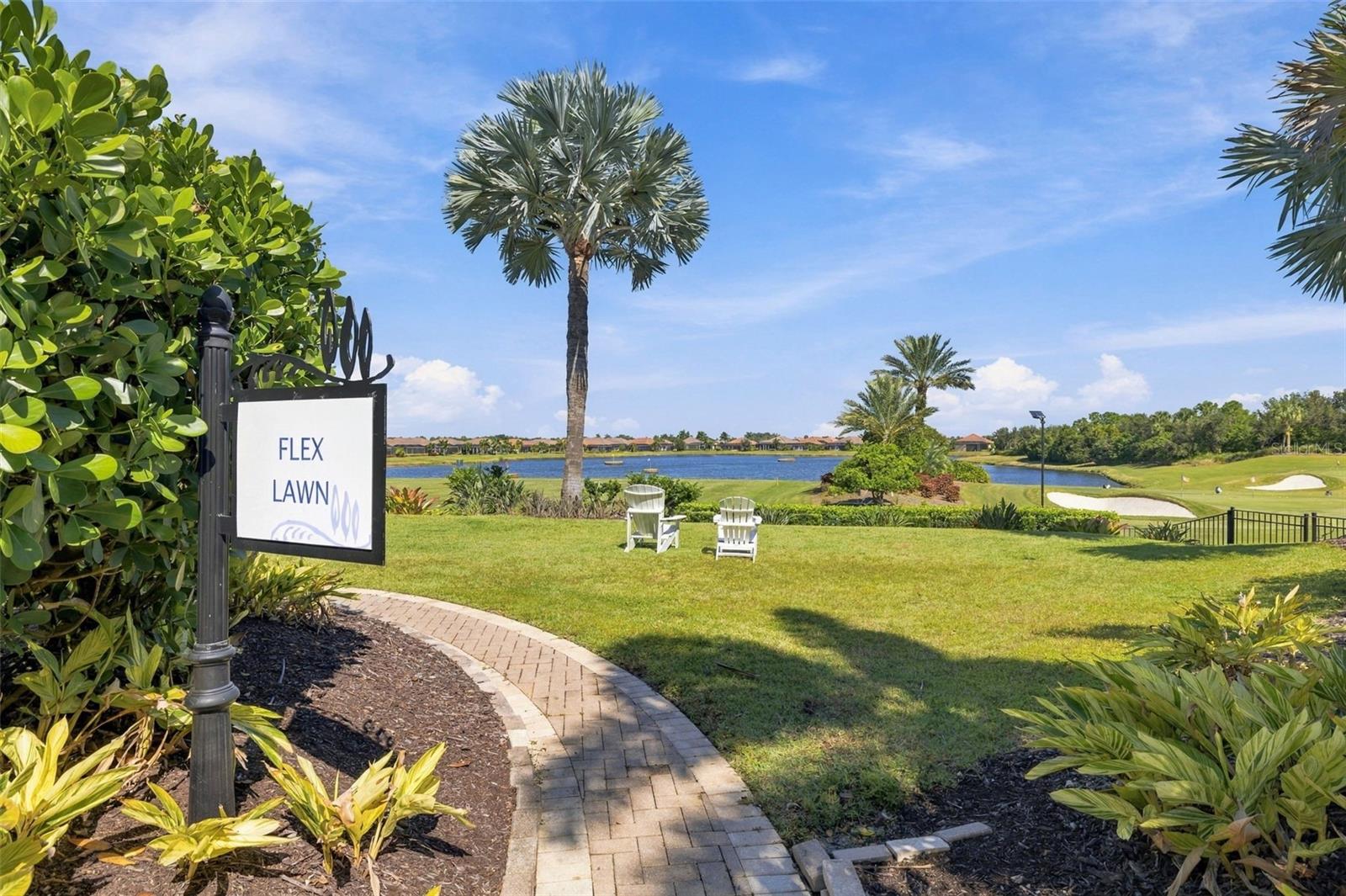 Lawn overlooking the Driving Range, Chipping area and Putting Green