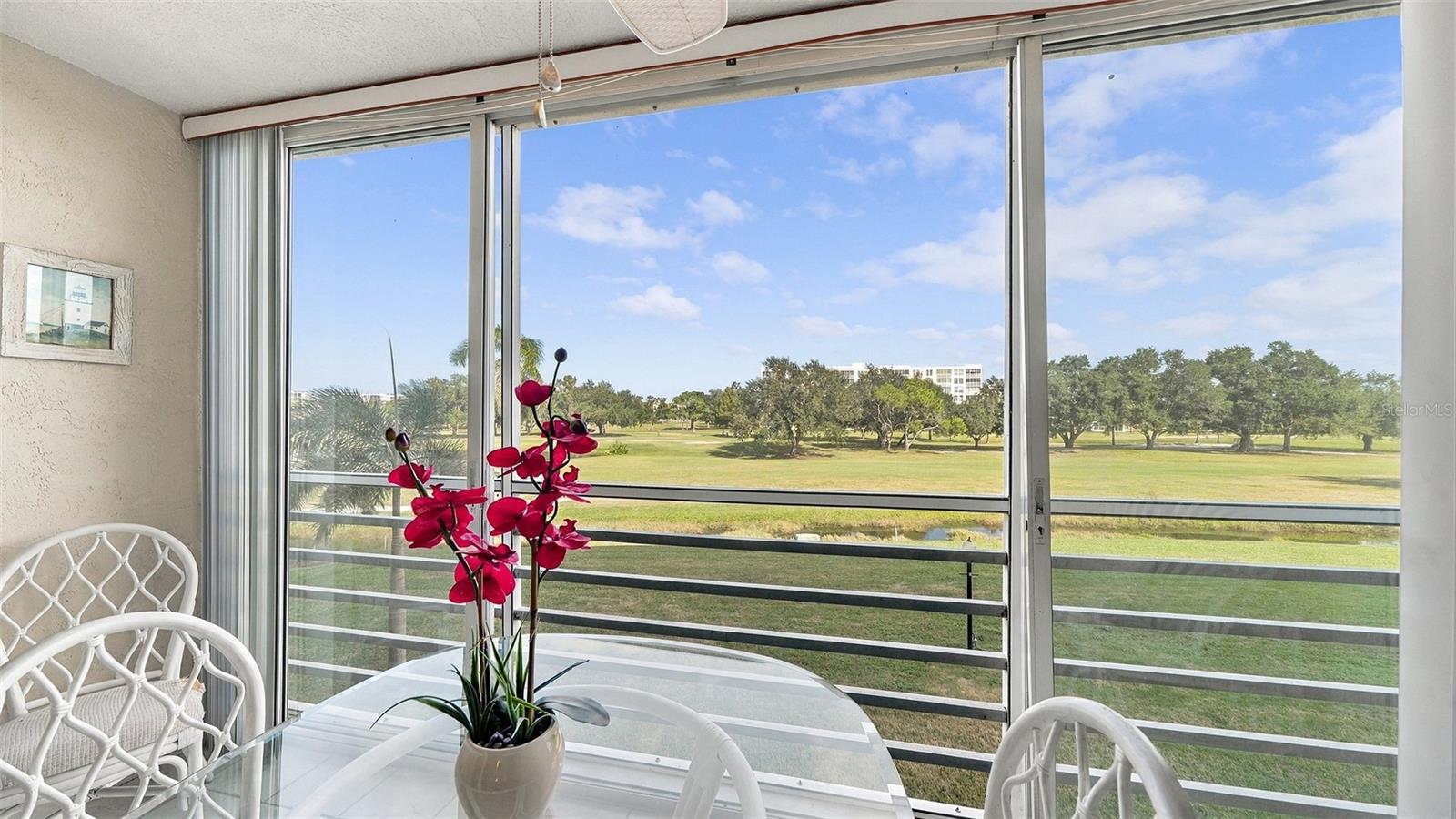 Lanai with golf course views