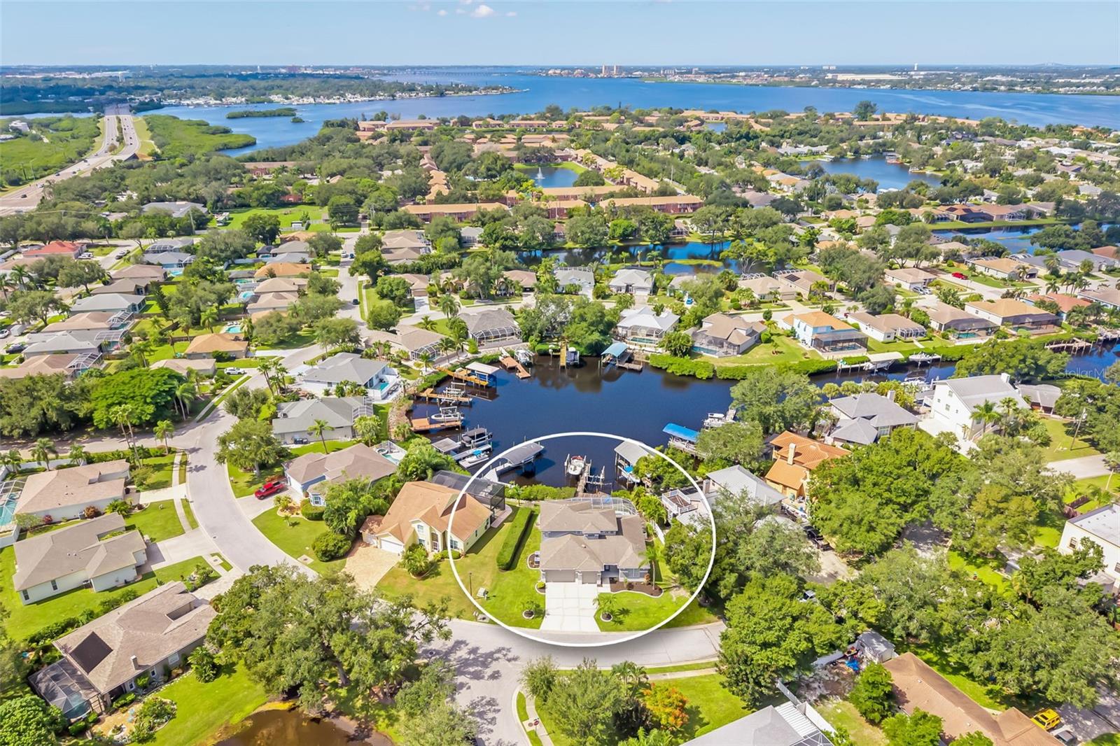 Ariel View looking west towards Manatee River and the bridges heading towards Anna Maria