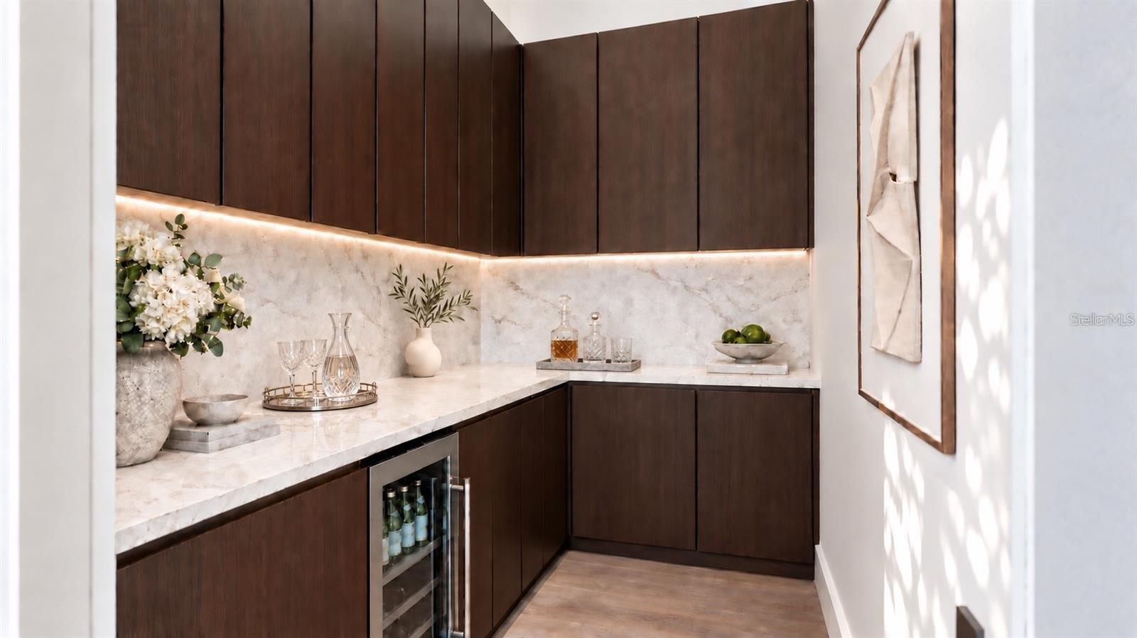 Butlers pantry, with virtual staging.