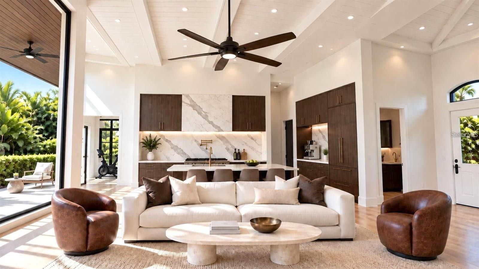 Living room, with virtual staging.