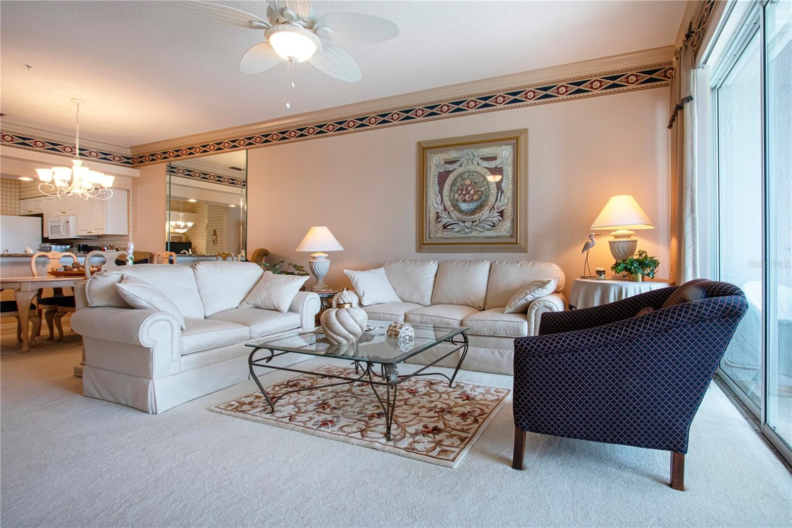 Living room and dining room
