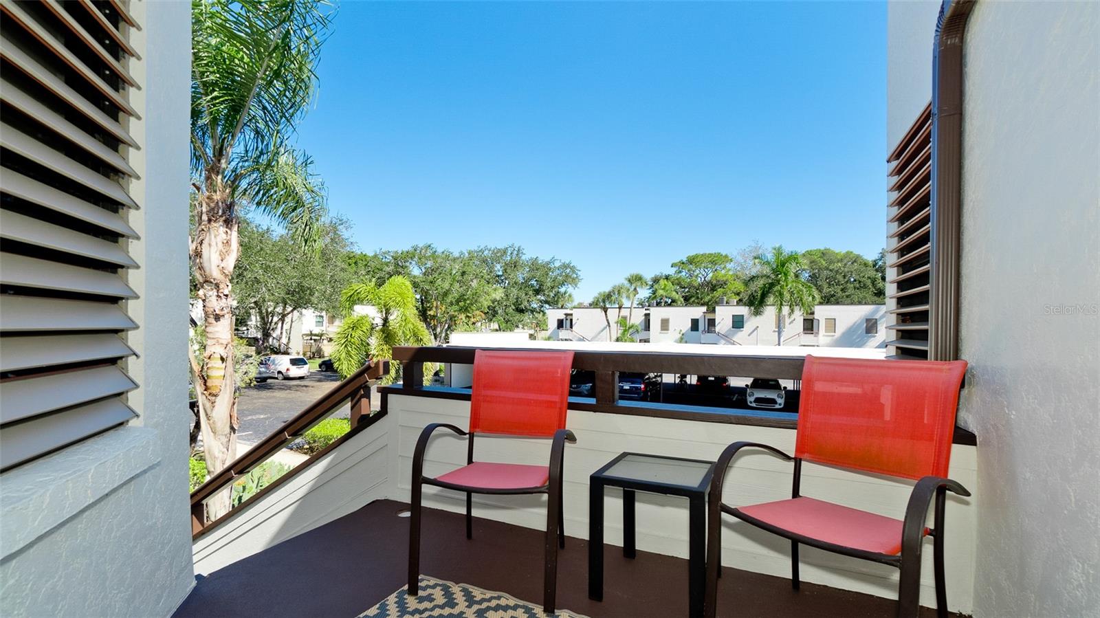 Great lounging area on your front balcony