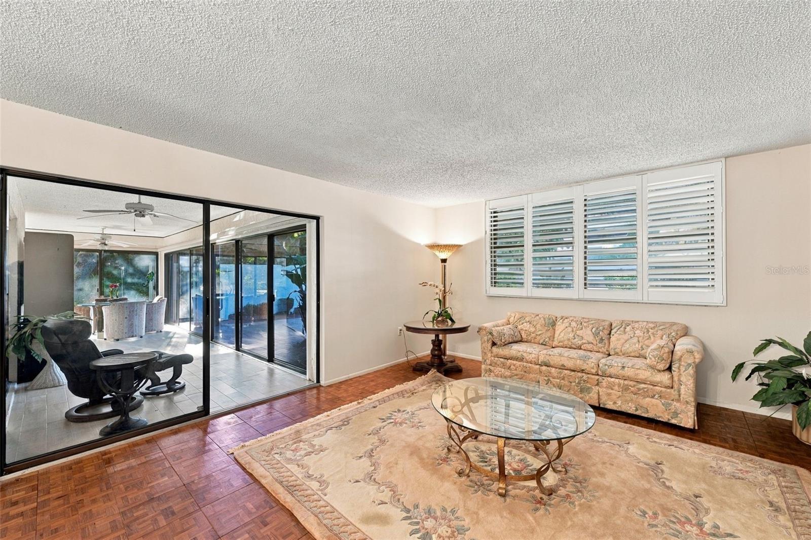 Plantation shutters in living room