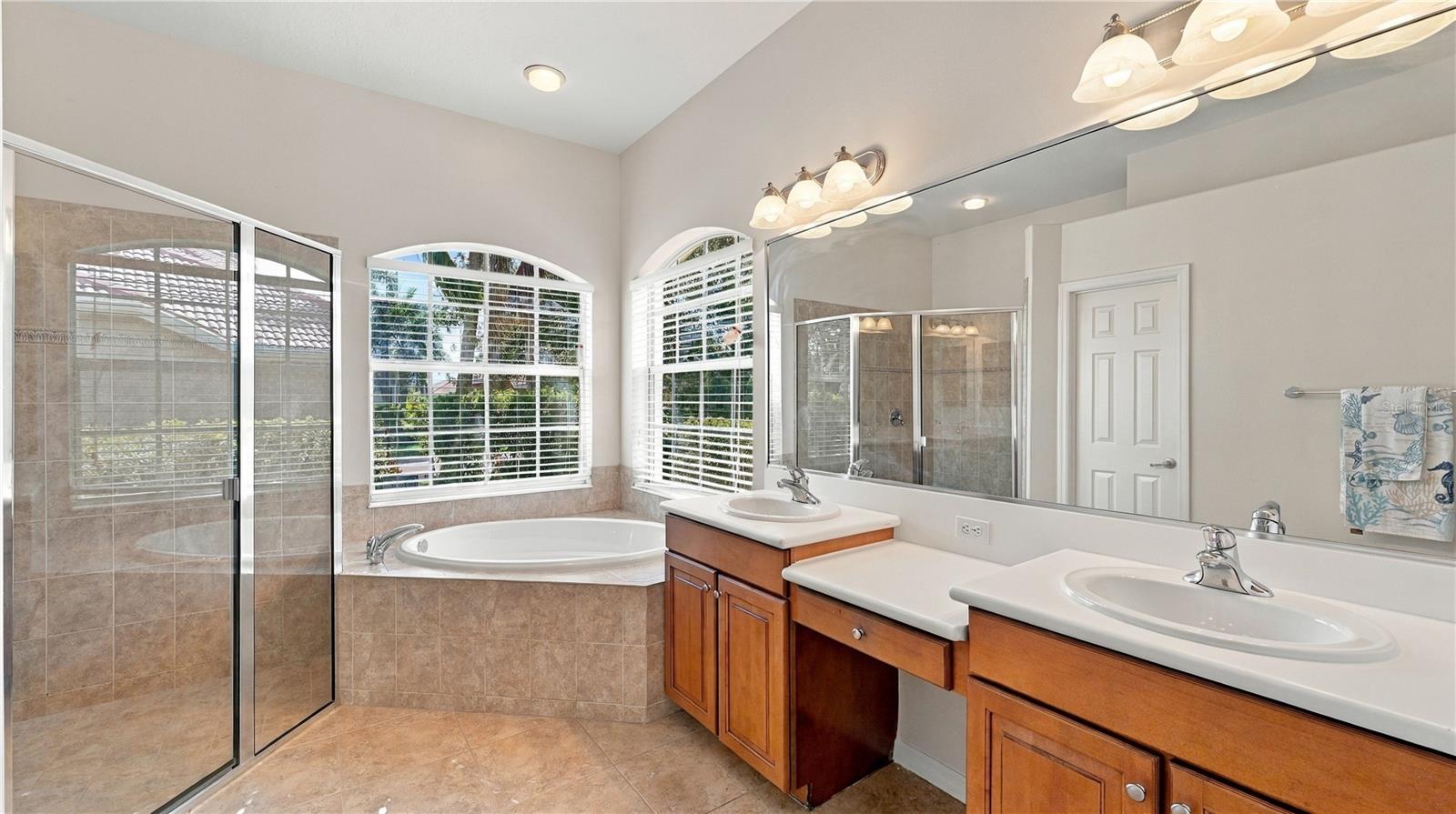 Primary Bathroom - Double Sink, Vanity Area, Seprate Tub and Shower
